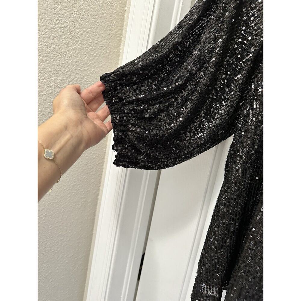 Vince Camuto Blouse Plus Size3X 3/4 Balloons Sleeves Sequin Keyhole Blouse - Picture 4 of 8